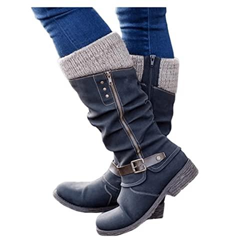 【並行輸入品】Lausiuoe Womens Boots Wide Calf Brown Women's Mid Calf Winter Boの画像