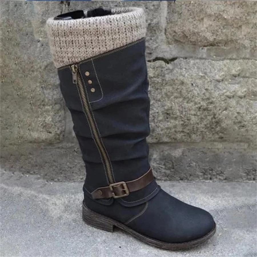 【並行輸入品】Lausiuoe Womens Boots Wide Calf Brown Women's Mid Calf Winter Boの画像