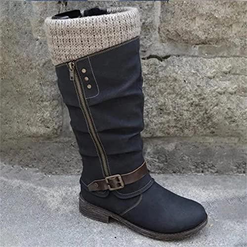 【並行輸入品】Lausiuoe Womens Boots Wide Calf Brown Women's Mid Calf Winter Boの画像