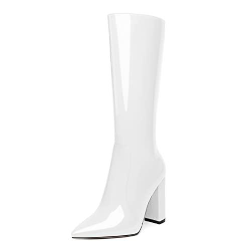 【並行輸入品】Eldof Womens Knee High Boots Go Go Boots 70s Wide Calf High Chunの画像