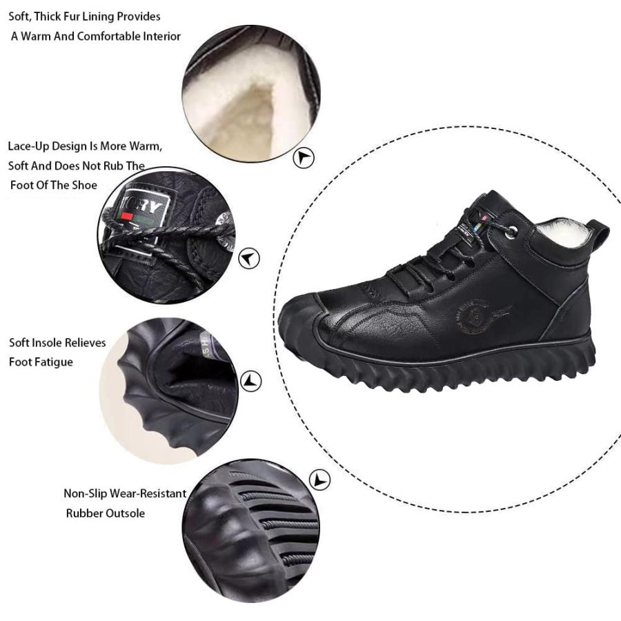【並行輸入品】ELSHTIDE Men's Winter Fleece Warm Snow Boots Leather Ankle Bootiの画像
