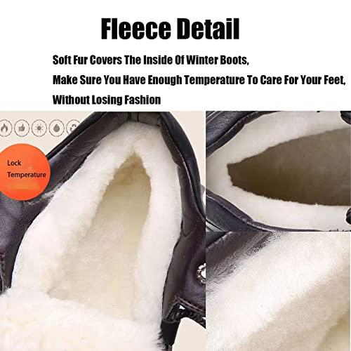 【並行輸入品】ELSHTIDE Men's Winter Fleece Warm Snow Boots Leather Ankle Bootiの画像