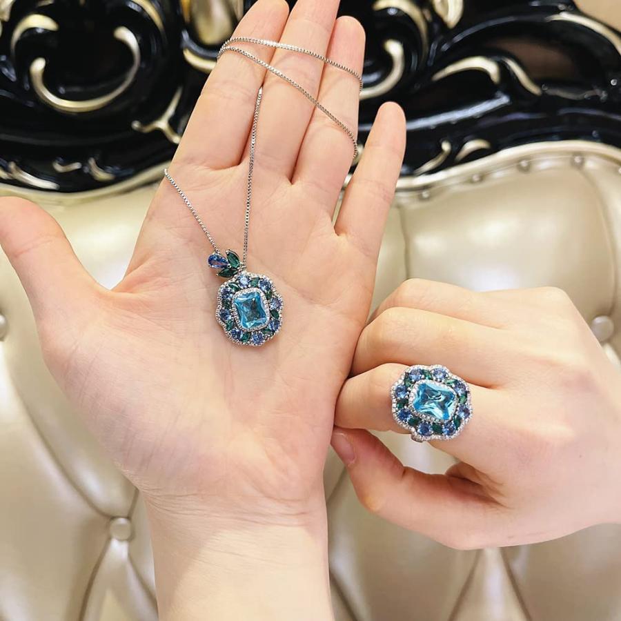 【並行輸入品】Uilita 高級ネックレス レディース ローマパープル&サントリーニブルー CZリング ウェディングペンダントネックレス クリス_3