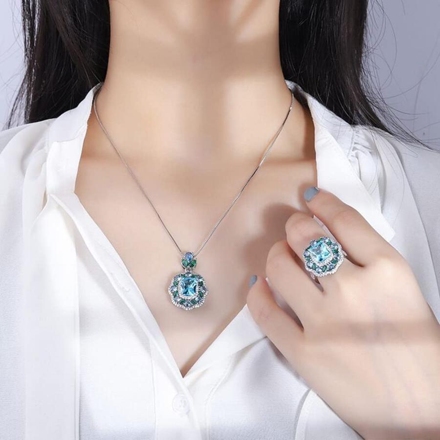 【並行輸入品】Uilita 高級ネックレス レディース ローマパープル&サントリーニブルー CZリング ウェディングペンダントネックレス クリス_6