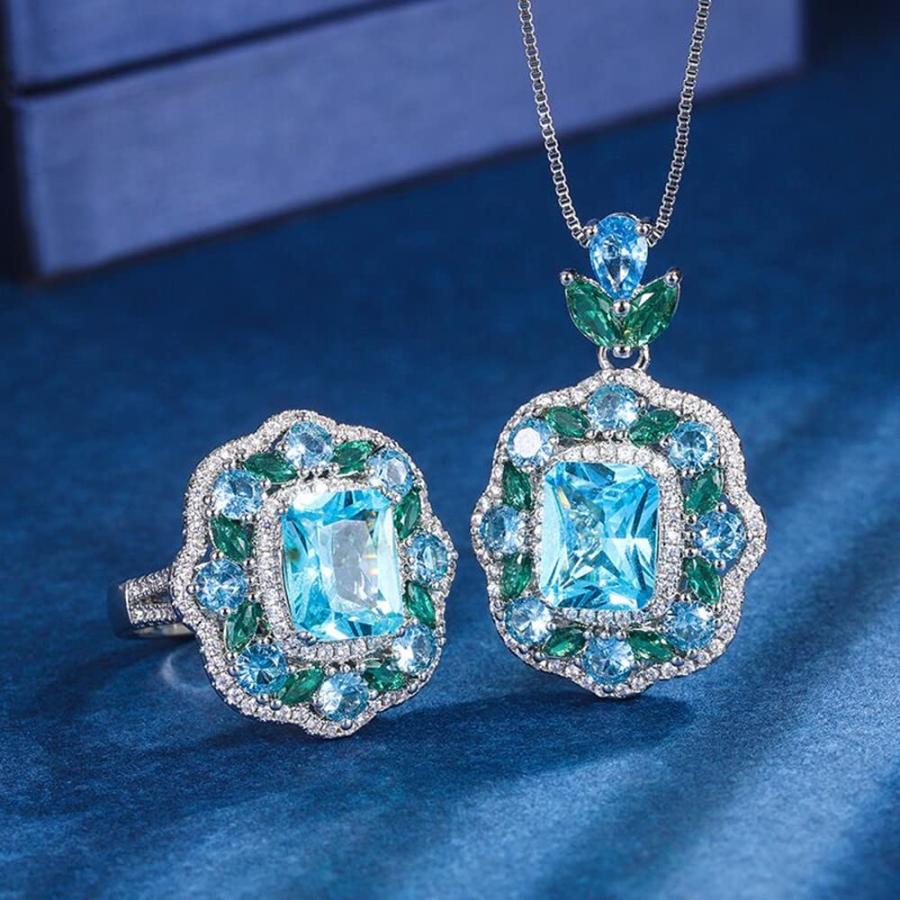 【並行輸入品】Uilita 高級ネックレス レディース ローマパープル&サントリーニブルー CZリング ウェディングペンダントネックレス クリス_9
