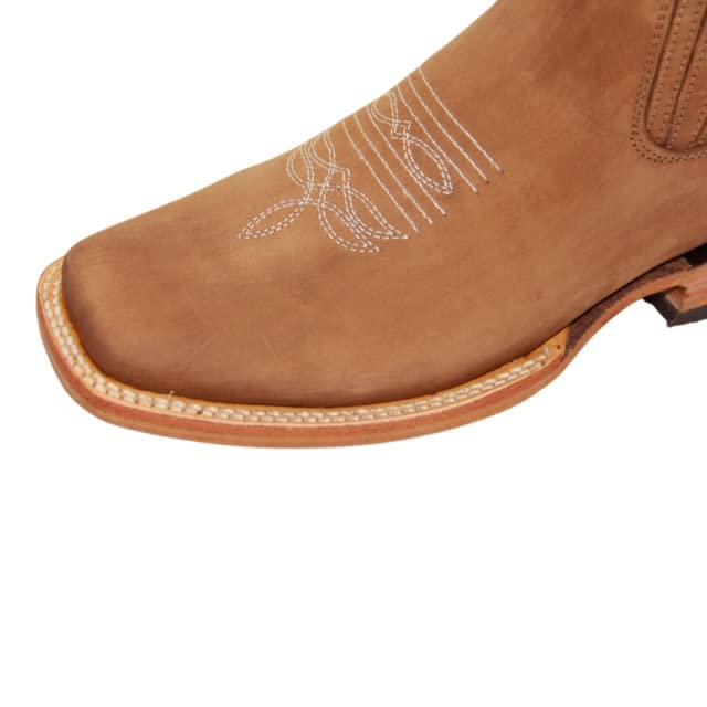 【並行輸入品】The Western Shops メンズ 本革 スクエアトゥ ショートアンクル ロデオ カウボーイブーツ, キャメル, 9 Thの画像
