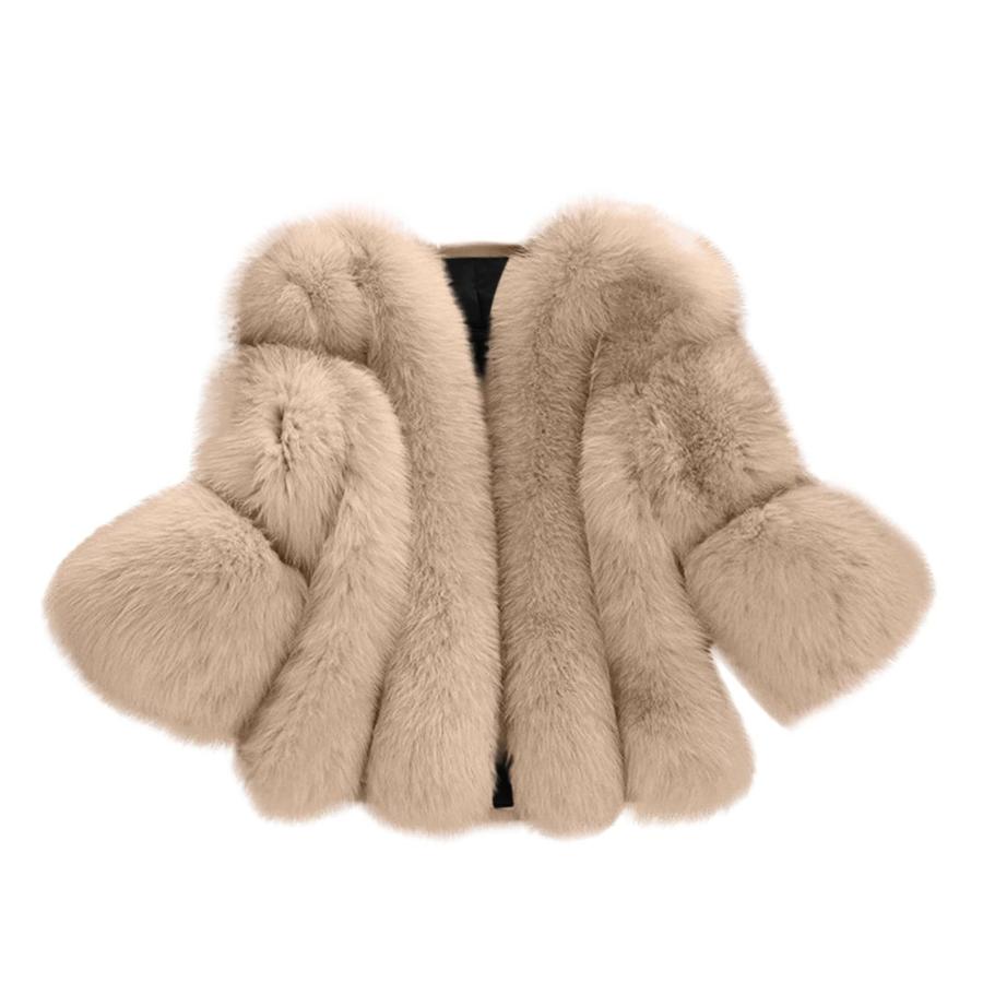 【並行輸入品】Winter Faux Fur Wedding Jacket, Luxury Winter Warm Fluffy Short