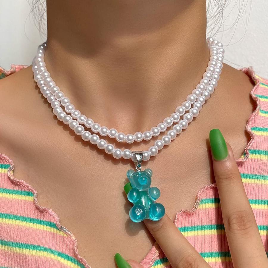 【並行輸入品】Shulemin Necklaces for Women Pendant Necklace Double Layer Faux Pear_1