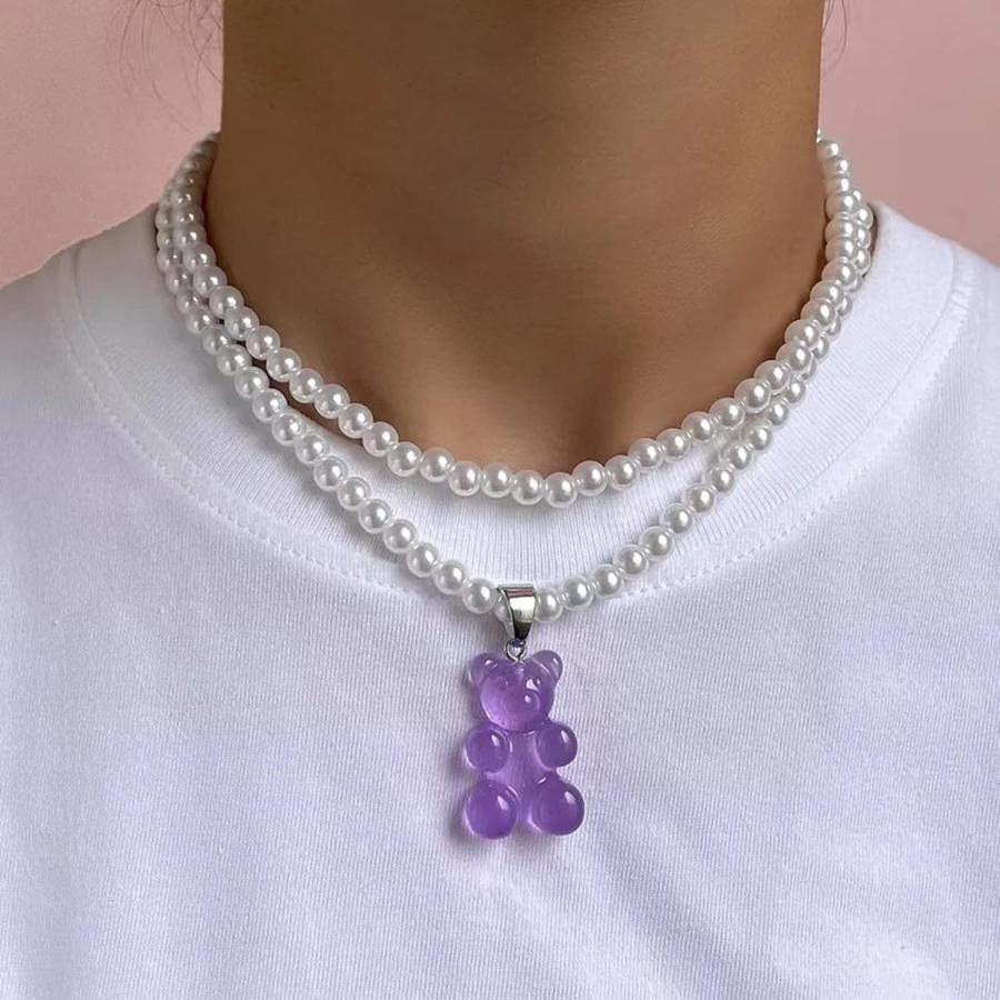 【並行輸入品】Shulemin Necklaces for Women Pendant Necklace Double Layer Faux Pear_2