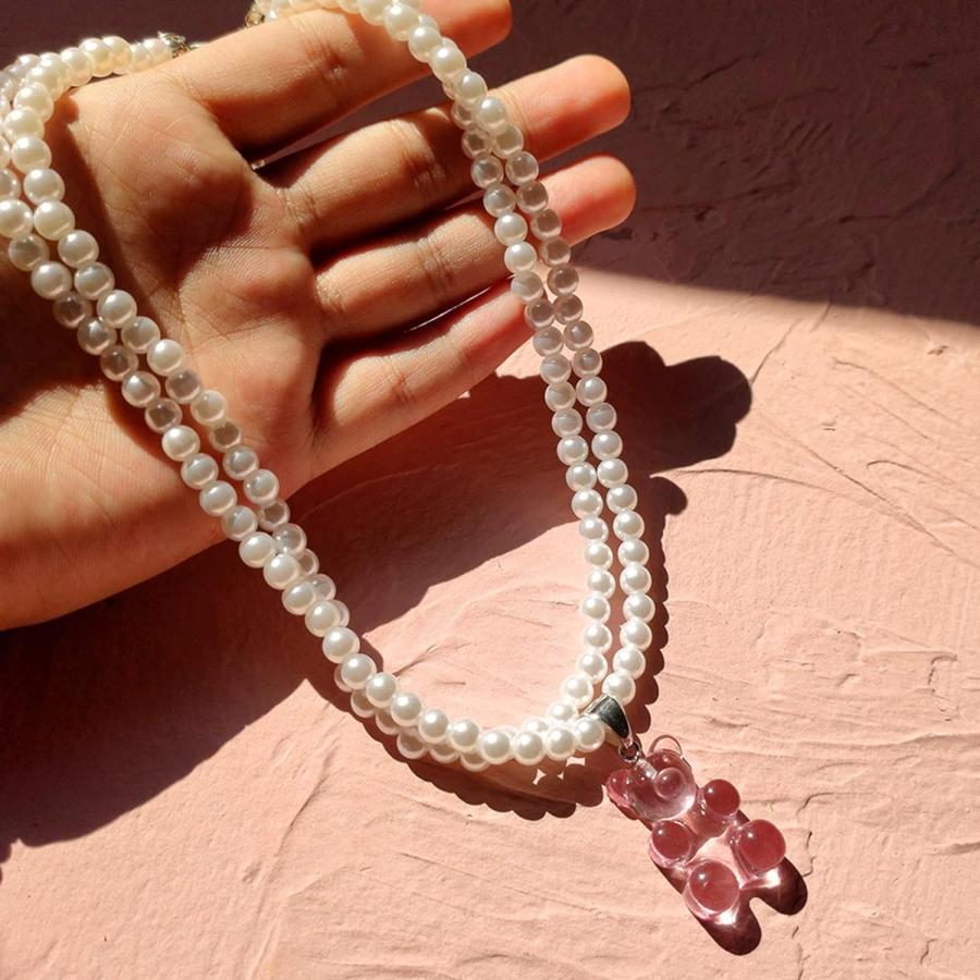 【並行輸入品】Shulemin Necklaces for Women Pendant Necklace Double Layer Faux Pear_4