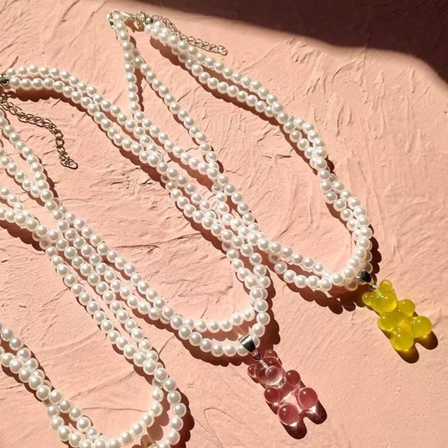 【並行輸入品】Shulemin Necklaces for Women Pendant Necklace Double Layer Faux Pear_5