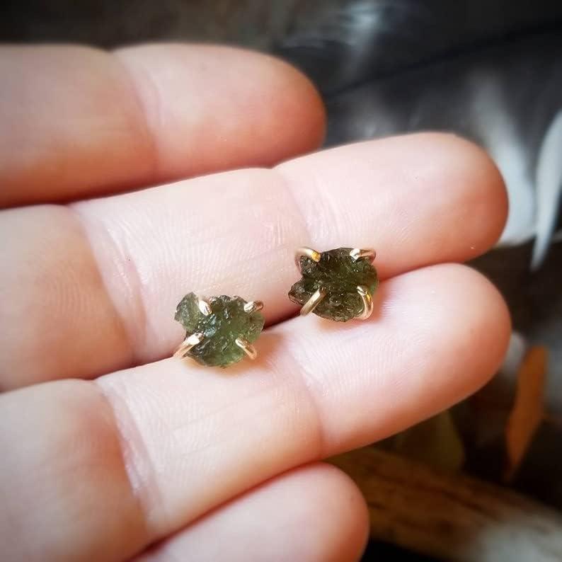 【並行輸入品】RAW MOLDAVITE スタッドピアス ジェムストーン 925ソリッドスターリングシルバー ハンドメイドジュエリー スタッドピアス_3