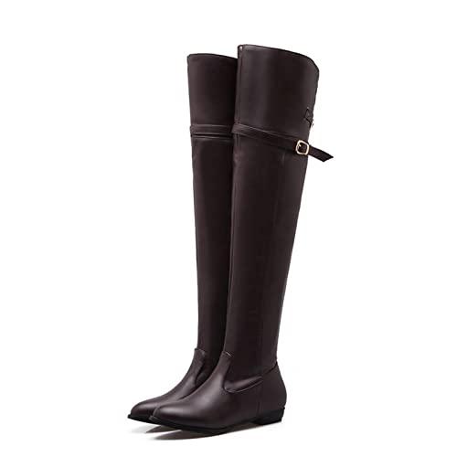【並行輸入品】MAAARI Women Over The Knee Boots Wide Calf Thigh High Flat Heelの画像