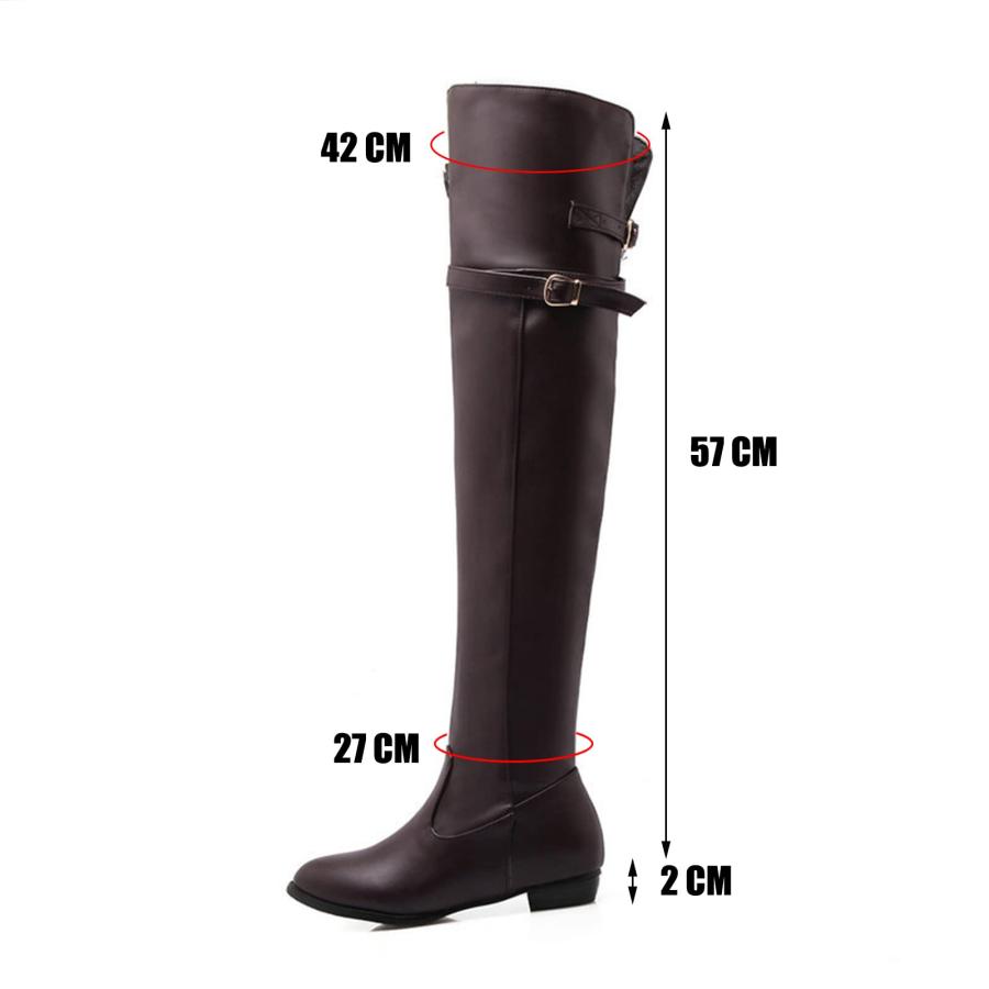 【並行輸入品】MAAARI Women Over The Knee Boots Wide Calf Thigh High Flat Heelの画像