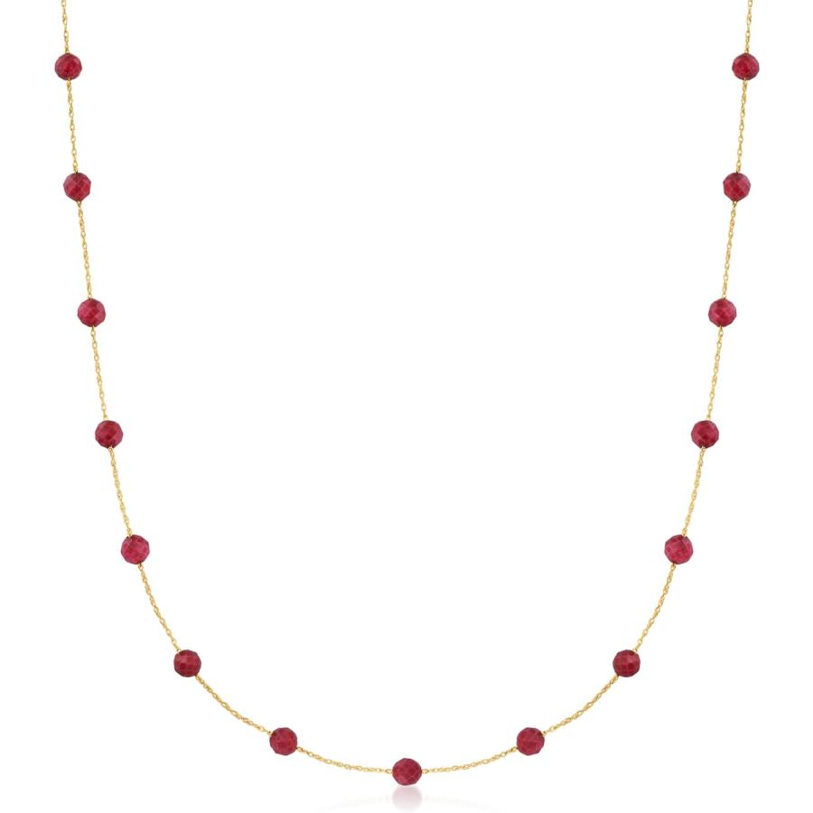 カナリア 14.00 ct. t.w.ルビービーズステーションネックレス 10kt 