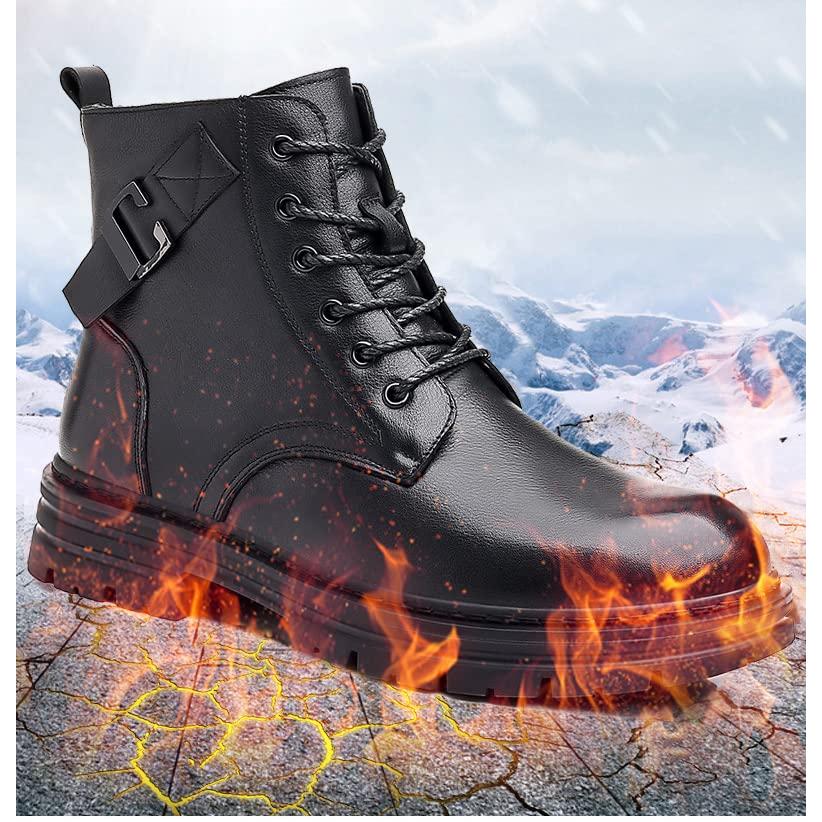 【並行輸入品】Hopomart Men's Plush Warm Boots Casual British Leather Boots Sidの画像
