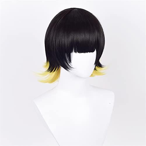 【並行輸入品】Xingwang Queen Anime Cosplay Wig Short Black Yellow Hair Party W_7