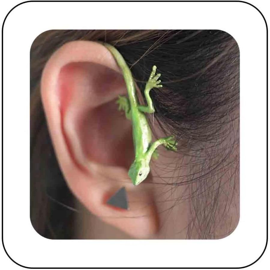 並行輸入品】Sttiafay トカゲ イヤーカフ イヤリング グリーン ヤモリ