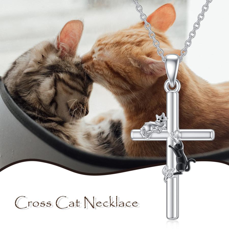 並行輸入品】RJK 猫 十字架 ペンダント ネックレス, スターリング