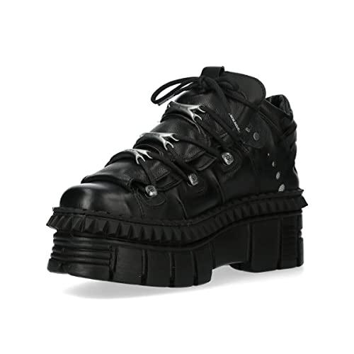 【並行輸入品】New Rock WALL106 S13 Mens Black Leather Platform Punk Boots 13の画像