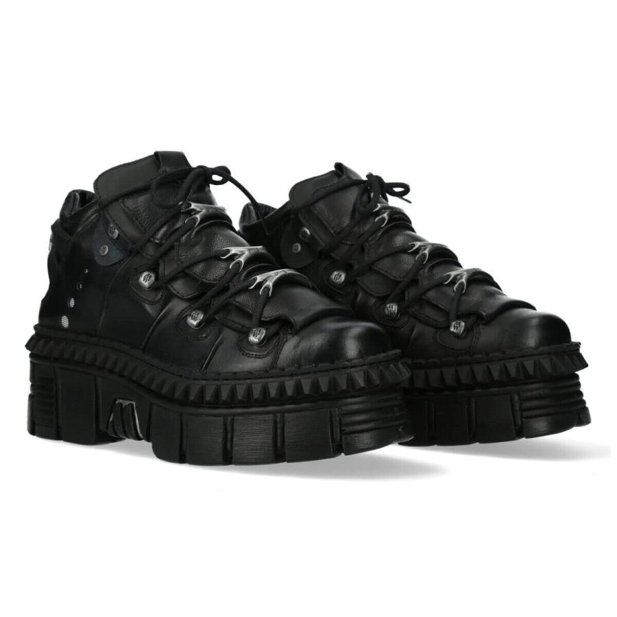 【並行輸入品】New Rock WALL106 S13 Mens Black Leather Platform Punk Boots 13の画像