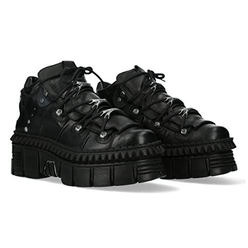 【並行輸入品】New Rock WALL106 S13 Mens Black Leather Platform Punk Boots 13の画像