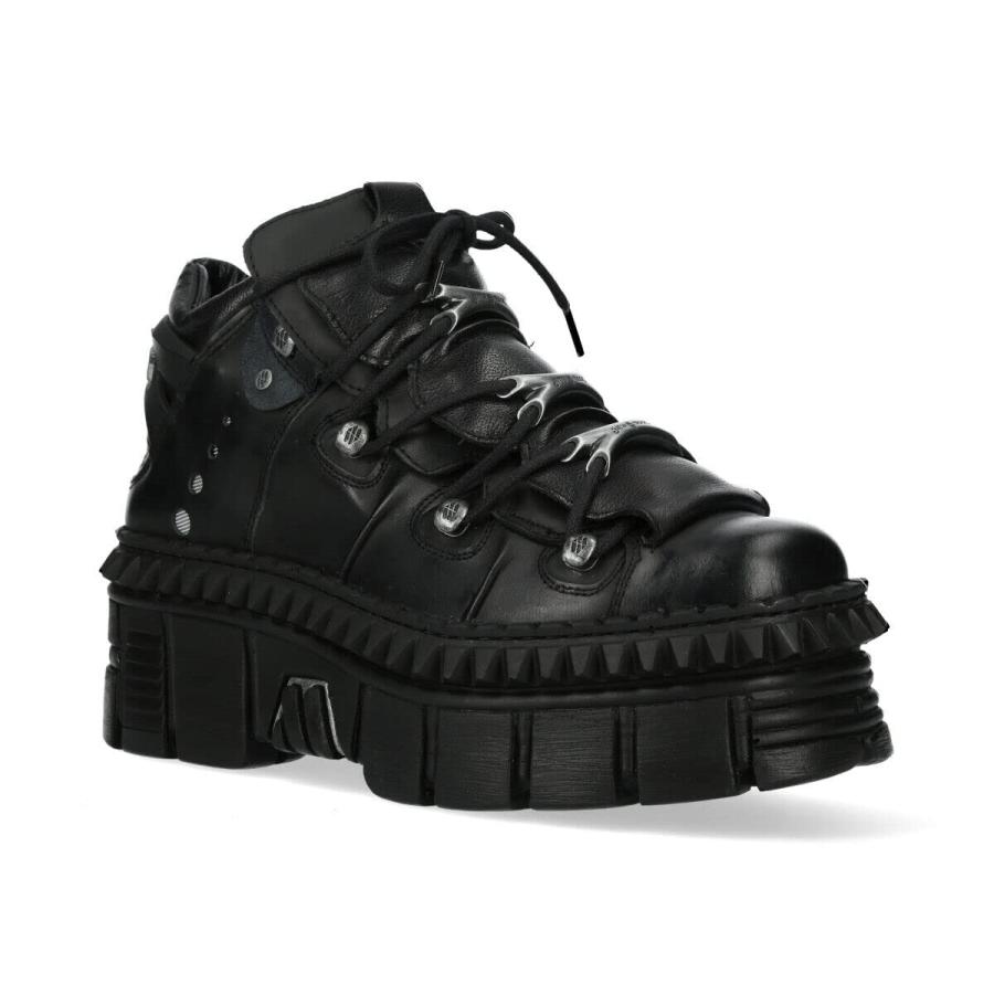 【並行輸入品】New Rock WALL106 S13 Mens Black Leather Platform Punk Boots 13の画像