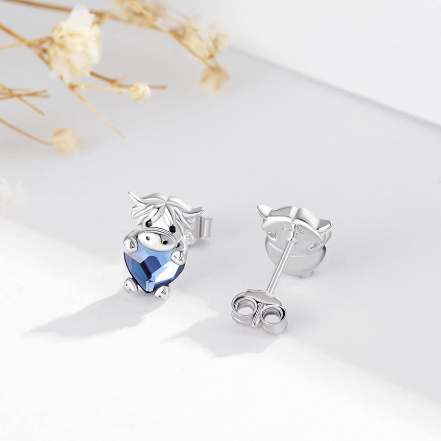 並行輸入品】Highland 牛ピアス 925スターリングシルバー かわいい動物 