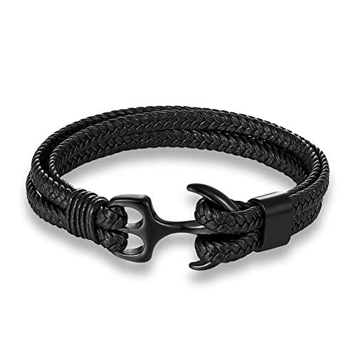 売りストア Navy Style Men Anchor Bracelet Woven Multilayer Leather Bracelet 並行輸入品