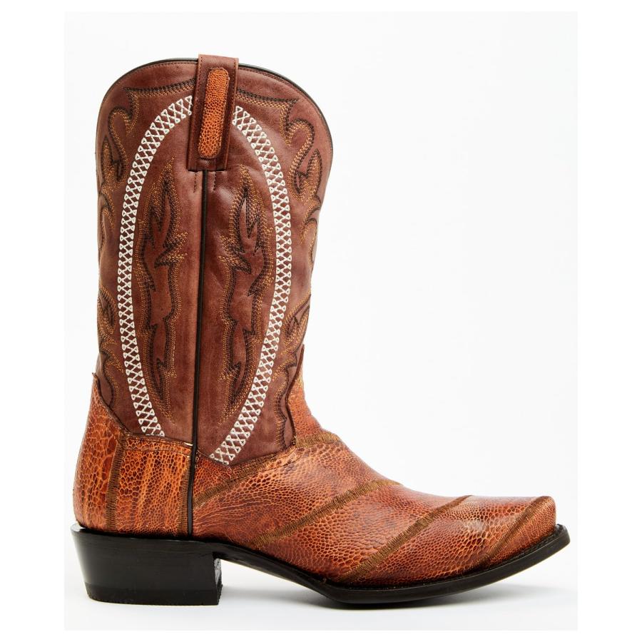 【並行輸入品】Dan Post Men's Exotic Ostrich Leg Western Boot Snip Toe Cognac 8の画像
