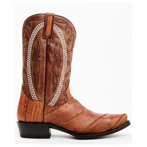 【並行輸入品】Dan Post Men's Exotic Ostrich Leg Western Boot Snip Toe Cognac 8の画像