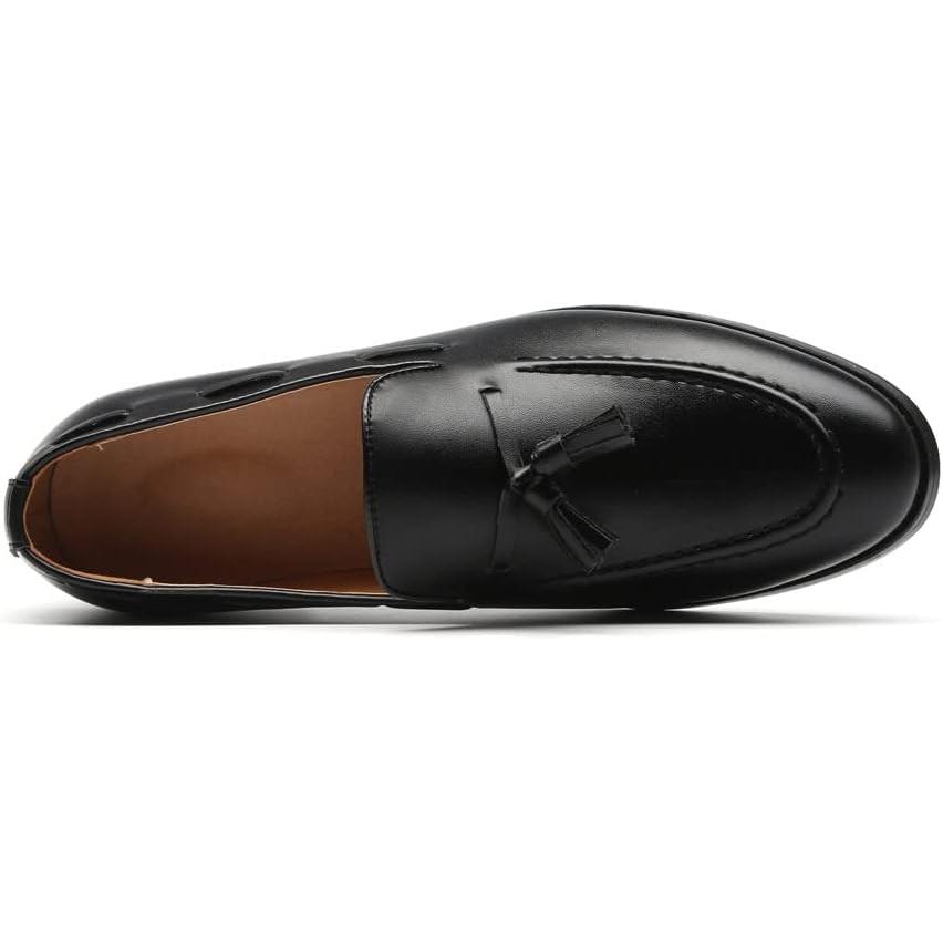 【並行輸入品】MANLADUO Men's British Pointy Shoes with Fringed Loafers  Formal Leaの画像