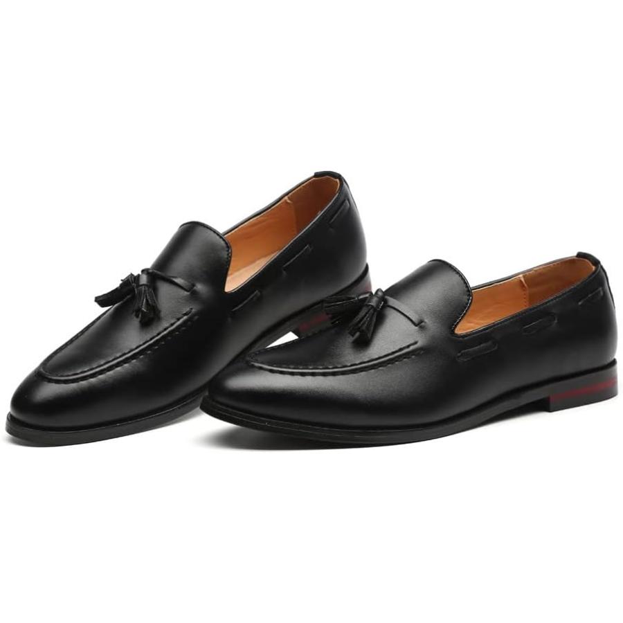 【並行輸入品】MANLADUO Men's British Pointy Shoes with Fringed Loafers  Formal Leaの画像