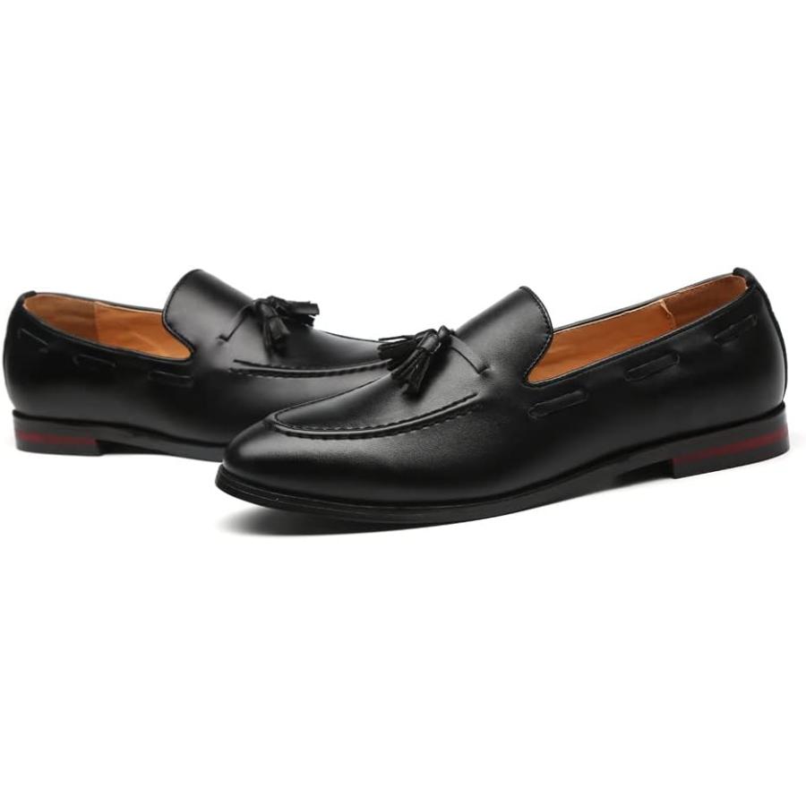 【並行輸入品】MANLADUO Men's British Pointy Shoes with Fringed Loafers  Formal Leaの画像