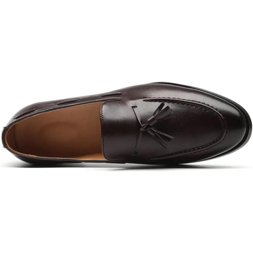 【並行輸入品】MANLADUO Men's British Pointy Shoes with Fringed Loafers  Formal Leaの画像