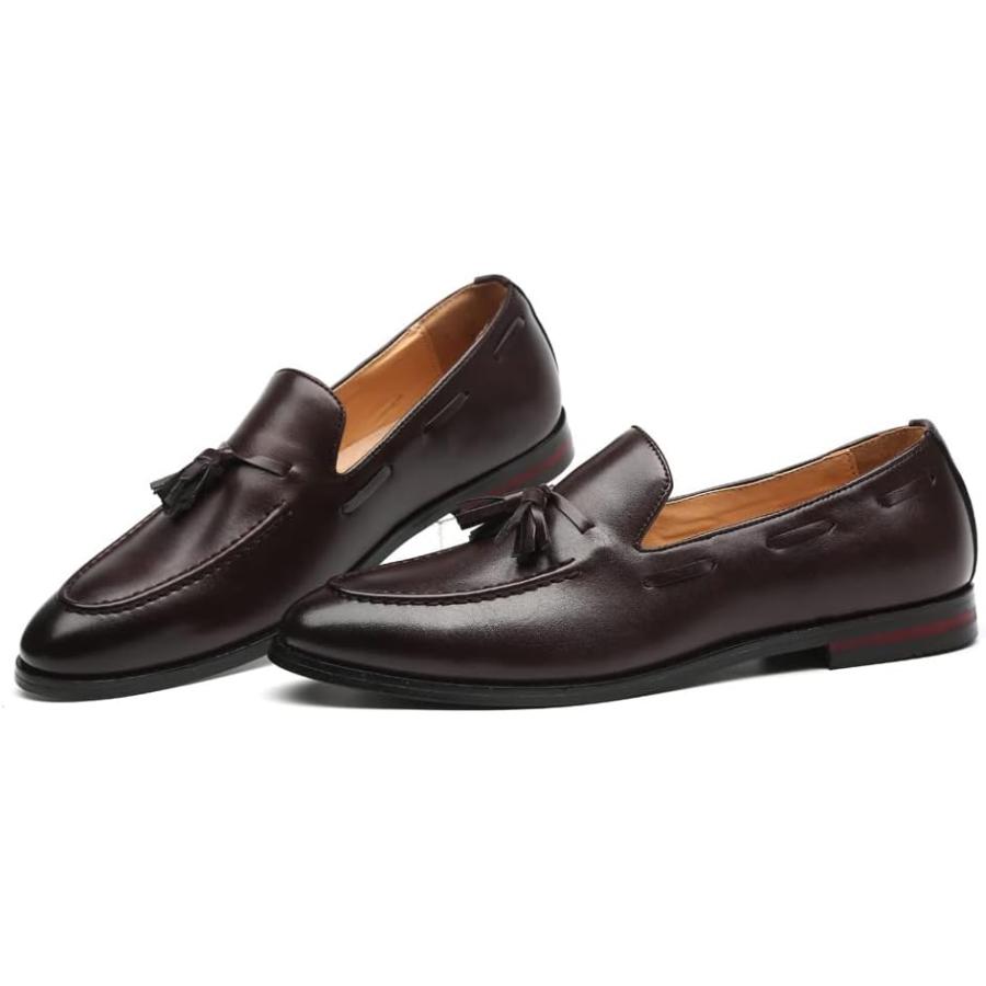 【並行輸入品】MANLADUO Men's British Pointy Shoes with Fringed Loafers  Formal Leaの画像