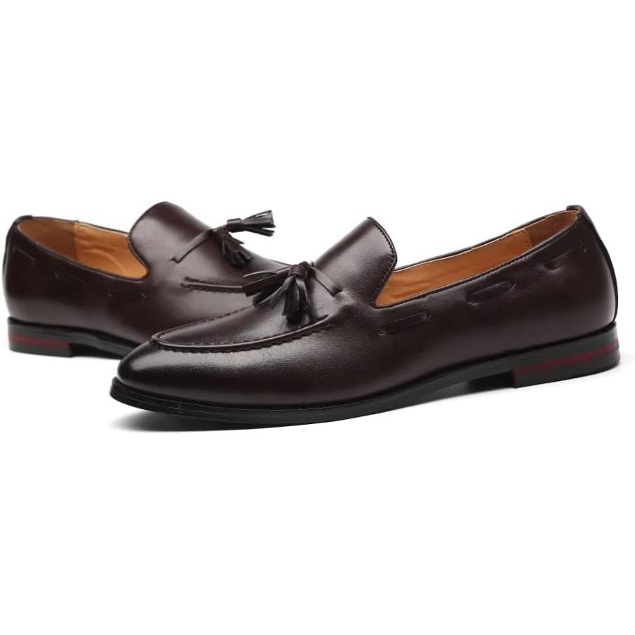 【並行輸入品】MANLADUO Men's British Pointy Shoes with Fringed Loafers  Formal Leaの画像