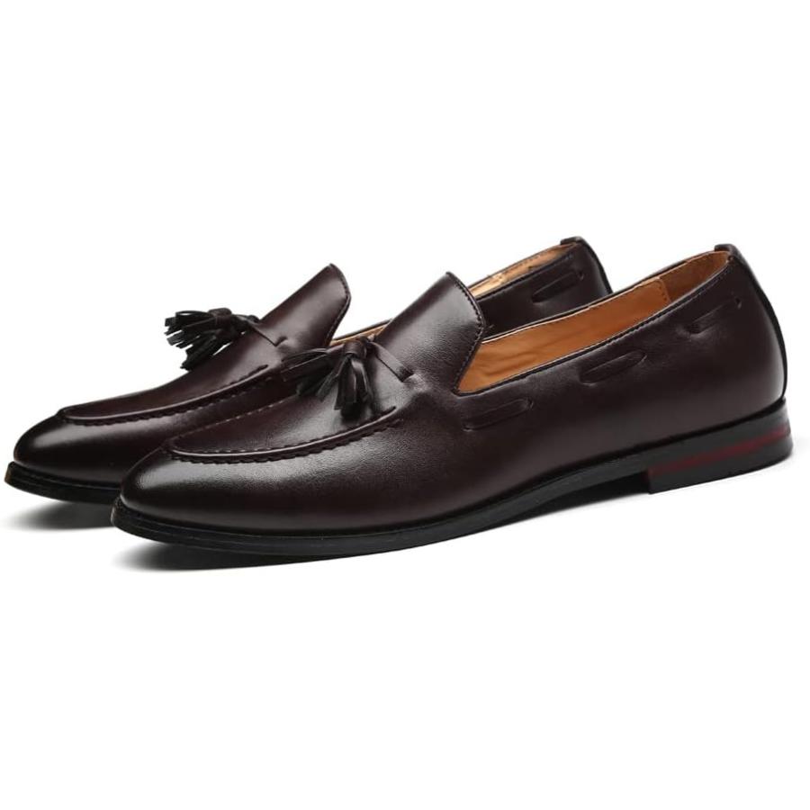 【並行輸入品】MANLADUO Men's British Pointy Shoes with Fringed Loafers  Formal Leaの画像