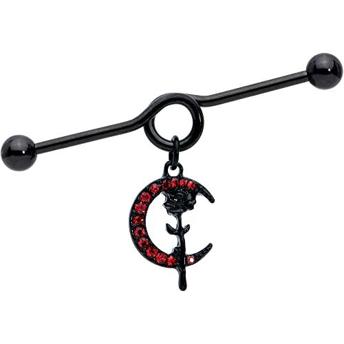 【並行輸入品】Body Candy レディース 14G ステンレススチール ブラック ヘリックス 軟骨イヤリング ムーンローズ ダングル メンズの画像