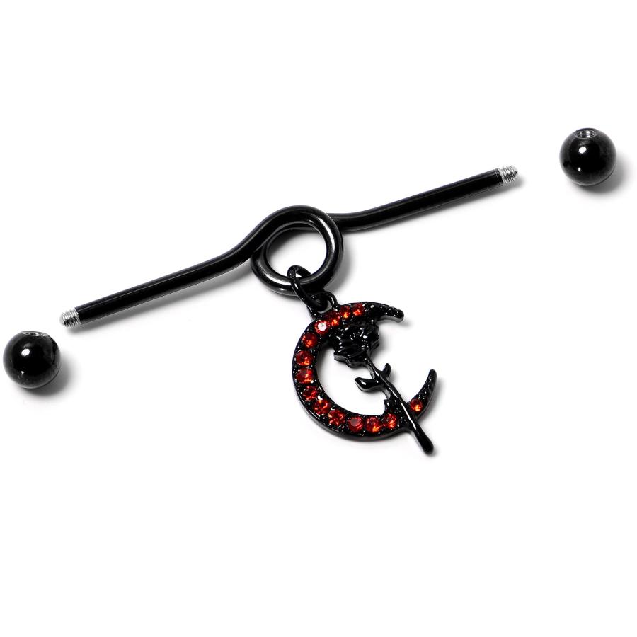【並行輸入品】Body Candy レディース 14G ステンレススチール ブラック ヘリックス 軟骨イヤリング ムーンローズ ダングル メンズの画像