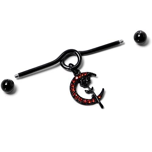 【並行輸入品】Body Candy レディース 14G ステンレススチール ブラック ヘリックス 軟骨イヤリング ムーンローズ ダングル メンズの画像