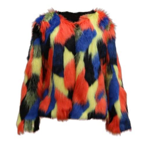 【並行輸入品】Tinhulf Women's Faux Fur Warm Colourful Coat Thick Sweater Jackeの画像