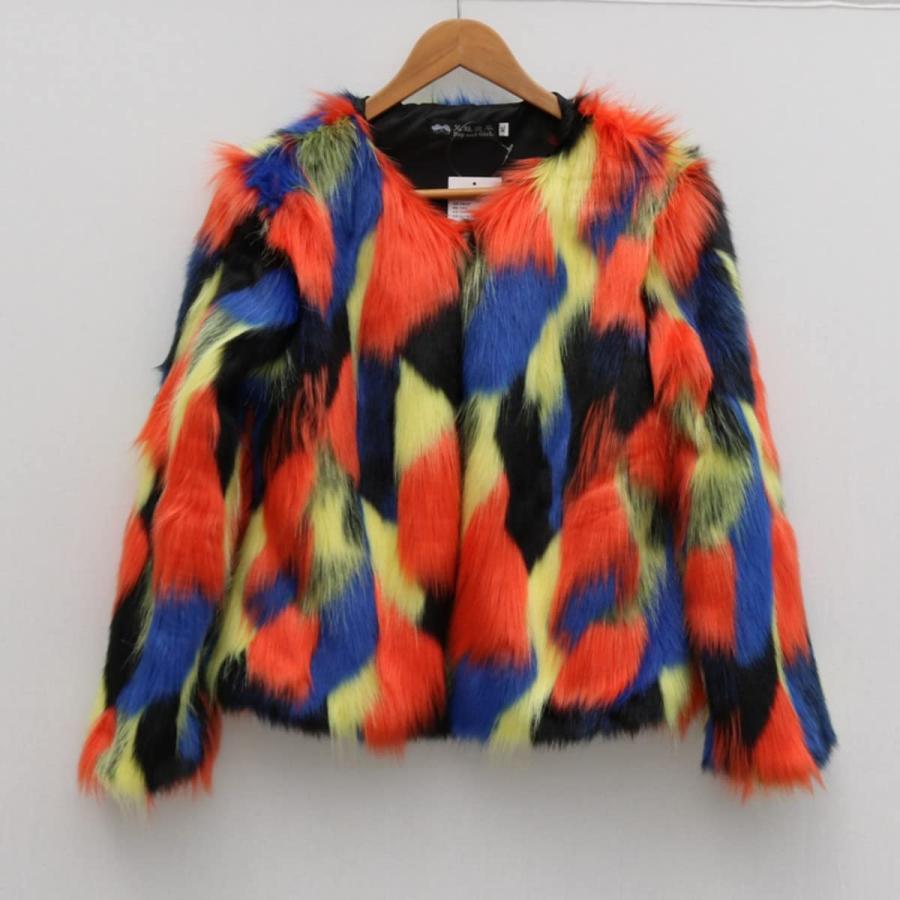 【並行輸入品】Tinhulf Women's Faux Fur Warm Colourful Coat Thick Sweater Jackeの画像