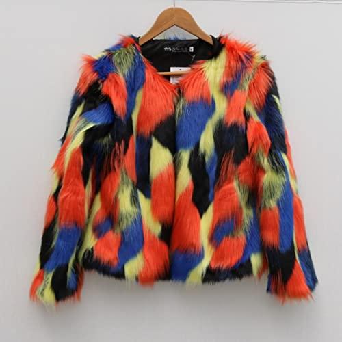 【並行輸入品】Tinhulf Women's Faux Fur Warm Colourful Coat Thick Sweater Jackeの画像