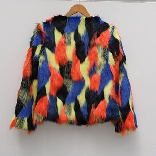 【並行輸入品】Tinhulf Women's Faux Fur Warm Colourful Coat Thick Sweater Jackeの画像