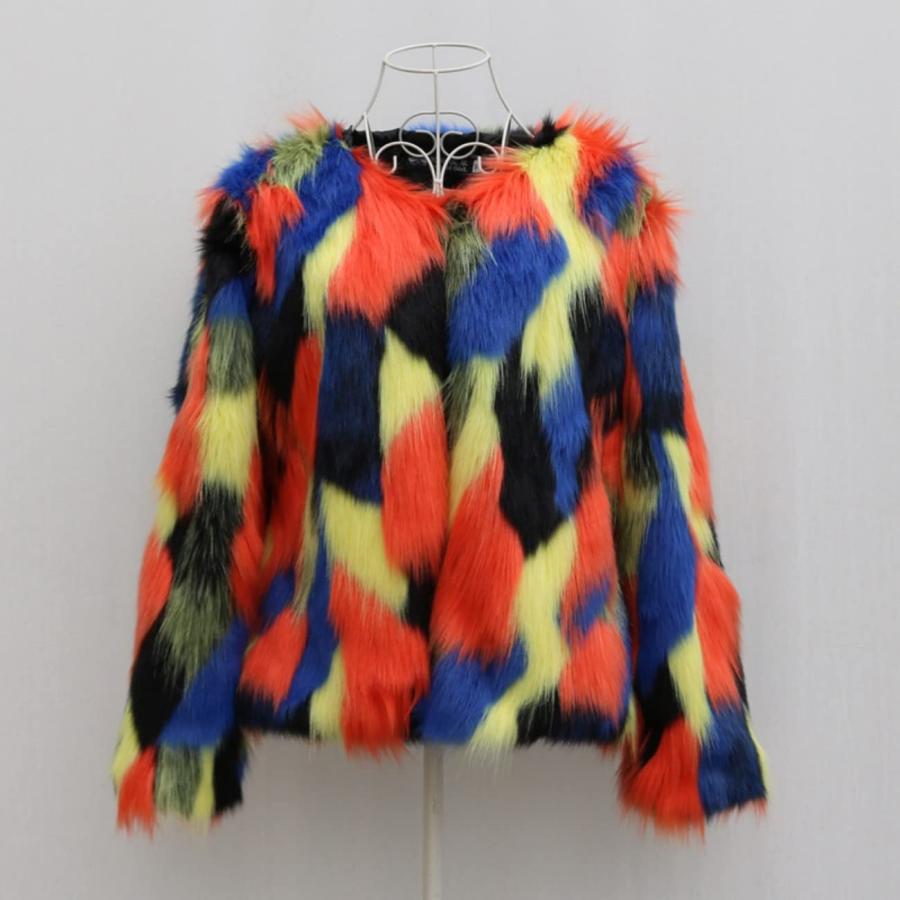 【並行輸入品】Tinhulf Women's Faux Fur Warm Colourful Coat Thick Sweater Jackeの画像