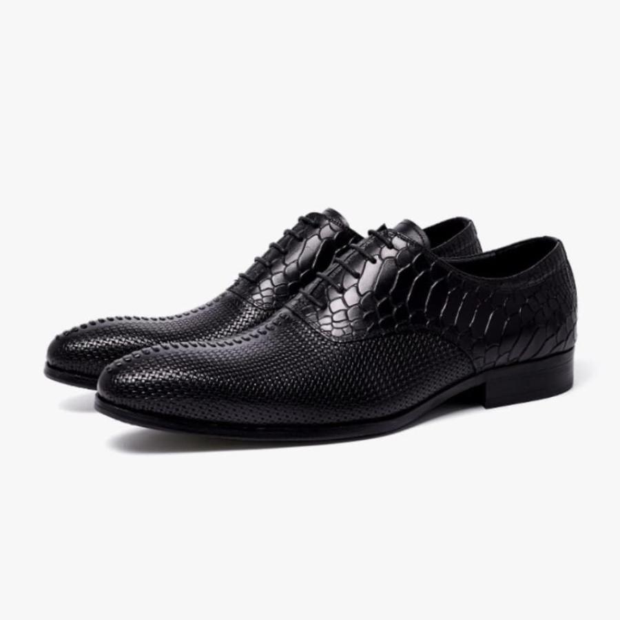 【並行輸入品】Rui Landed Men Formal Dress Shoes Derby Shoes Round Toe Snake Skin Bの画像