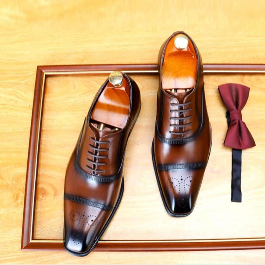 【並行輸入品】Rui Landed Men Formal Dress Shoes Oxford Derby Shoes Lace Up Brogueの画像