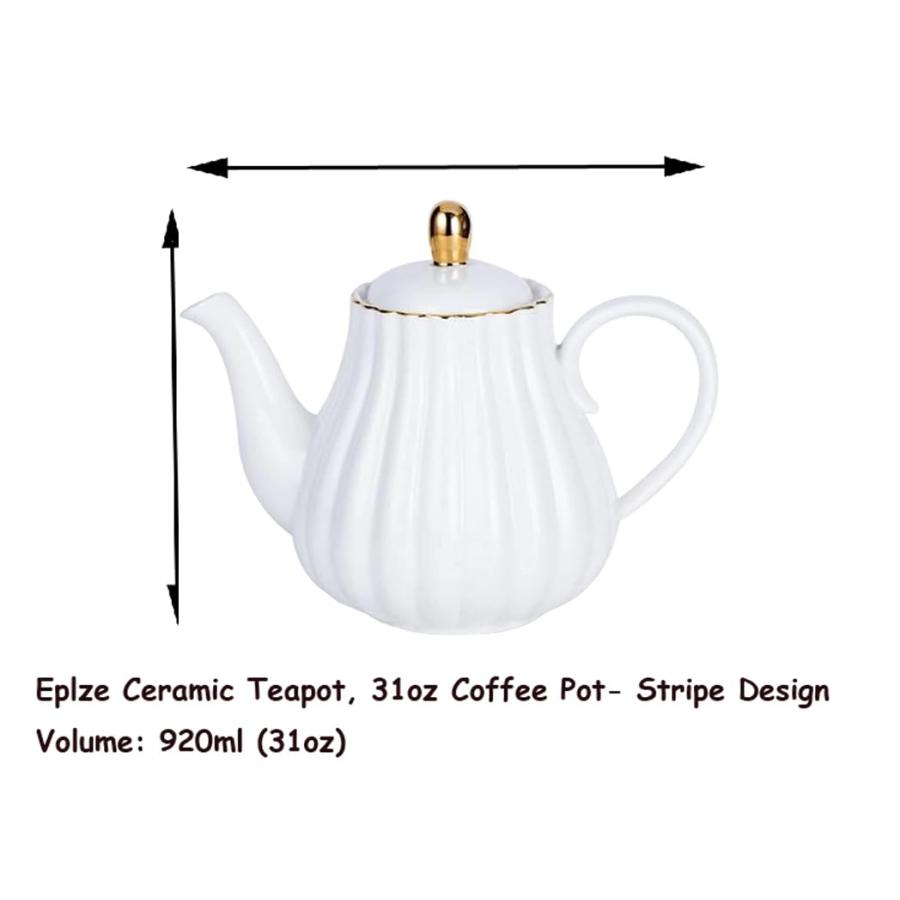 【並行輸入品】Eplze Strength 磁器コーヒーポット セラミックティーポット ストライプデザイン (ホワイト) YBK Tech Stの画像