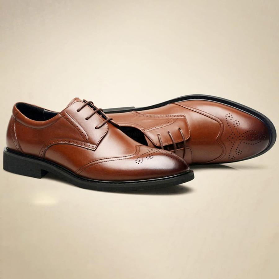 【並行輸入品】TTiiLoe Genuine Leather Brouges Shoes for Men  Lace Up Derby Shoe foの画像